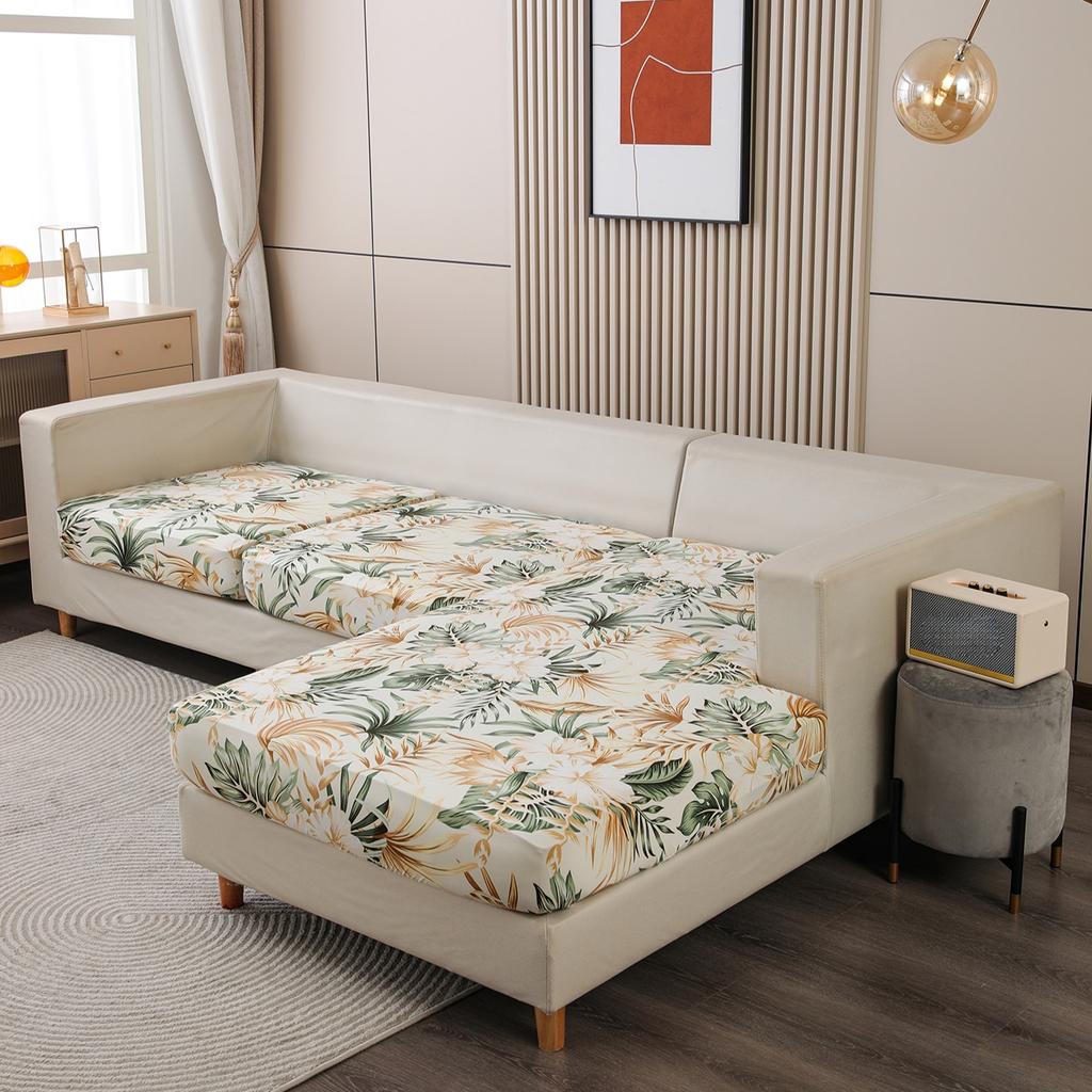 Tropical Rainforest Leaf Printed Milk Silk Sofa Cover, Elastic Sofa Cover, Dust-Proof And Detachable Sofa Cover