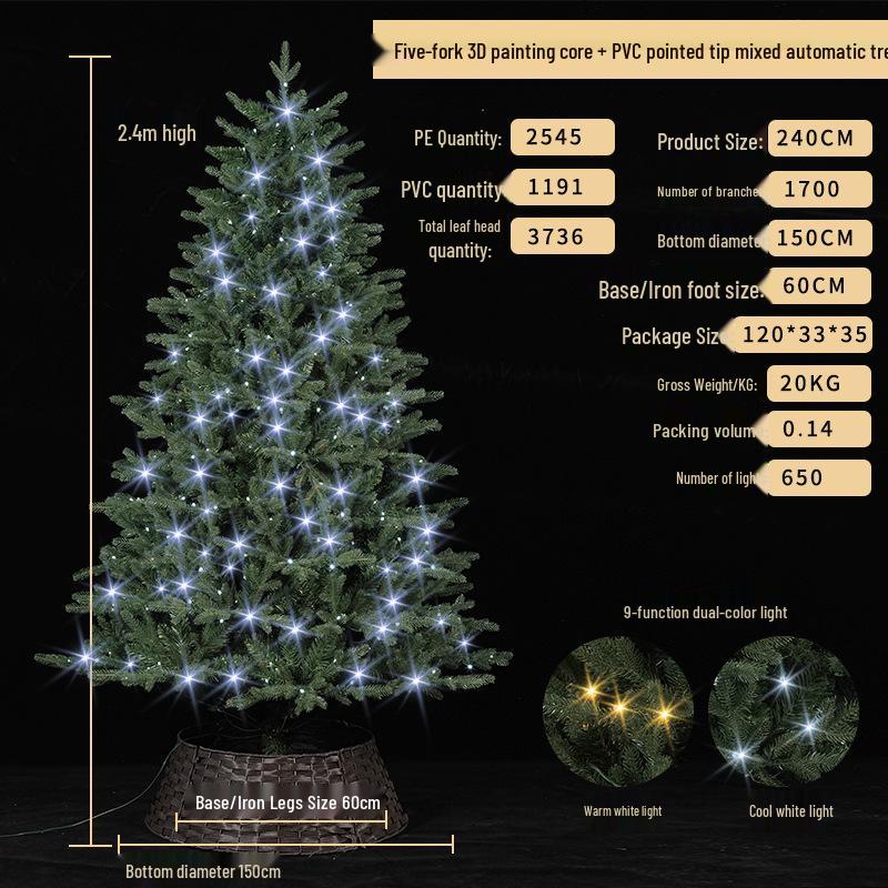 Three-Dimensional Glowing Christmas Tree with Lights for Home and Mall Decoration