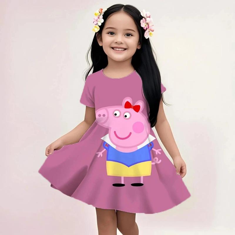 

Girls Peppa Pig Soft Dress Summer Sleeveless Cartoon Print Casual Loose Fit Lightweight Breathable 110