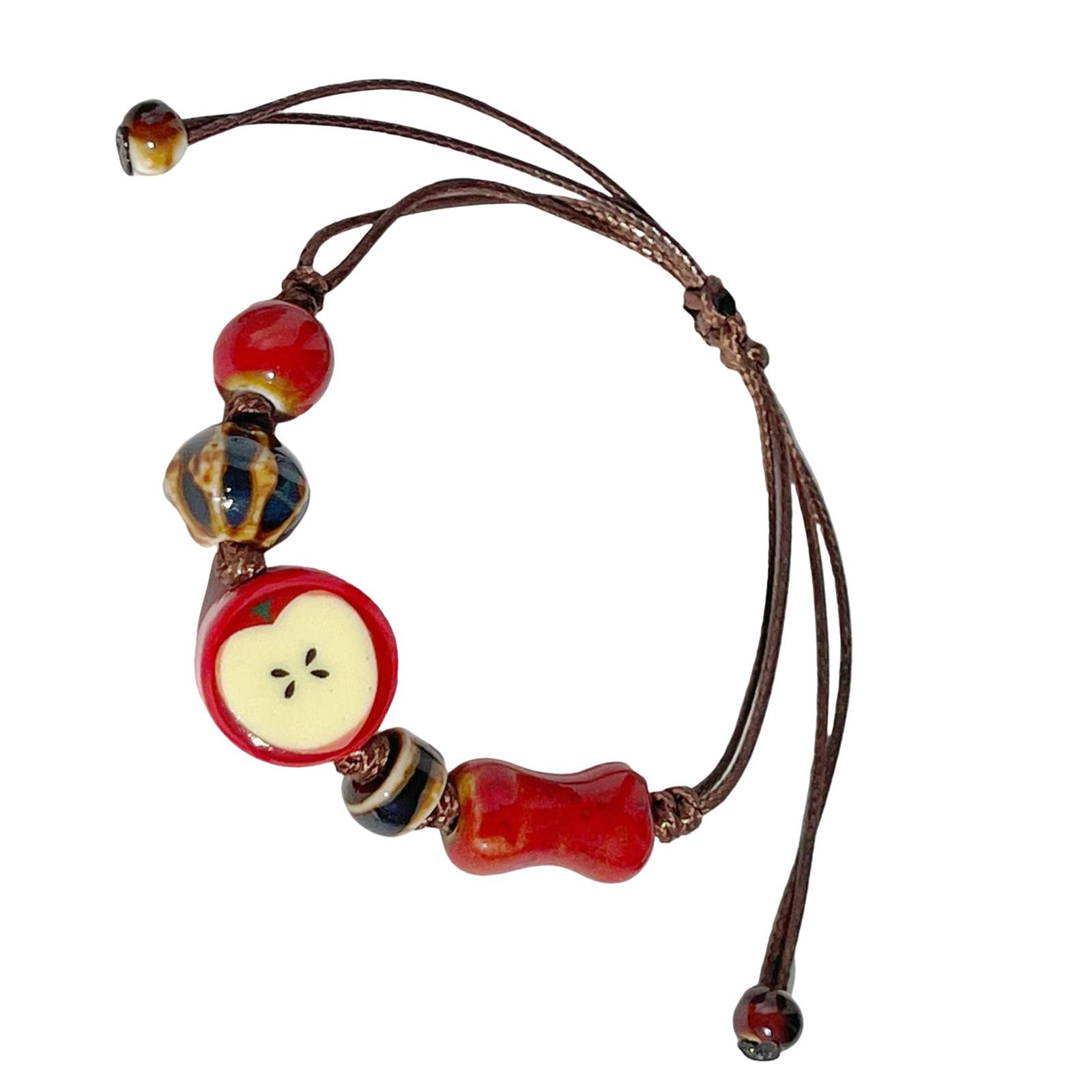 

Элегантные керамические украшения в виде яблок, изысканный плетеный браслет ручной работы, подходящий для повседневной моды или особых случаев