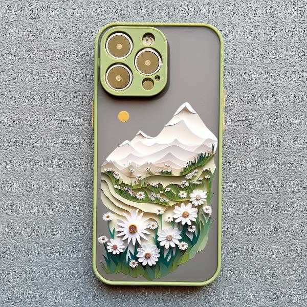 2D Printing Landscape Phone Case For iPhone 16 14 Pro 13 Mini 15 7 8 Plus SE2 XS X XR 12 Pro Max Creative Mountains Back Cover