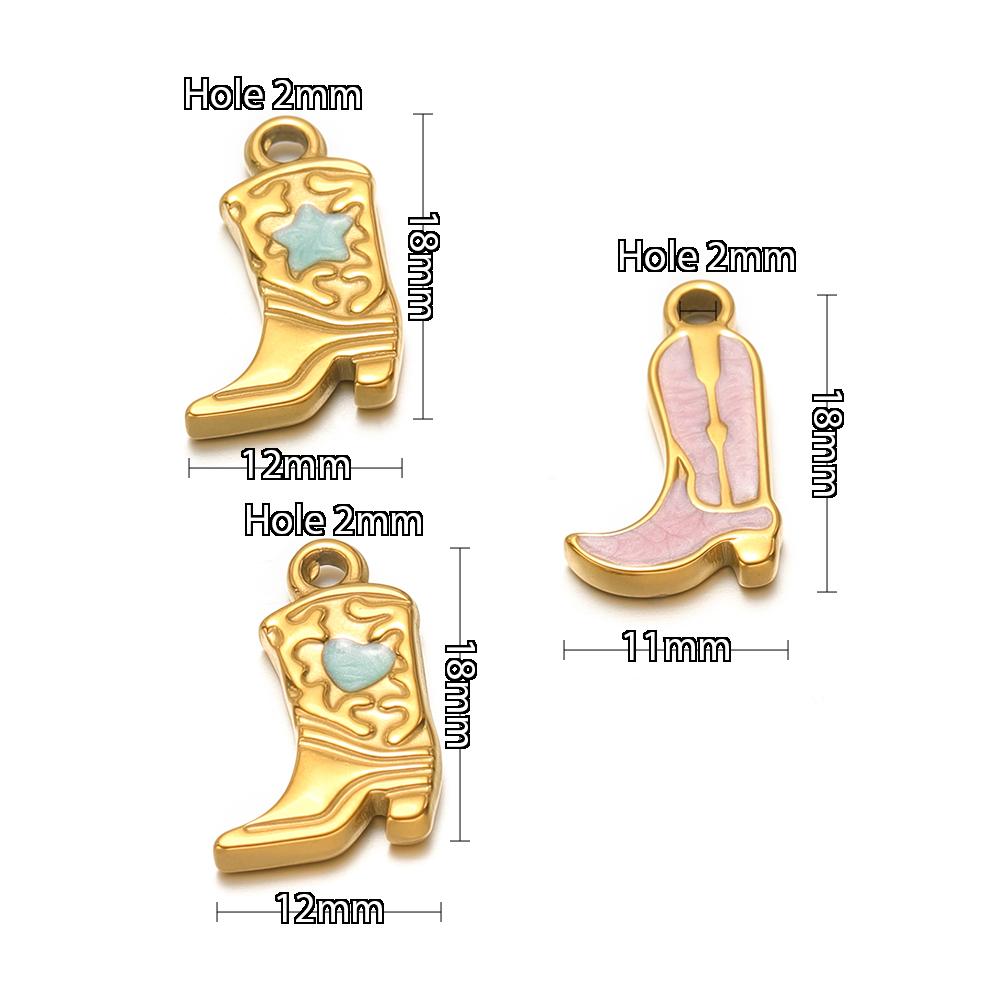 5pcs Stainless Steel Enamel Heart Star Martin Boot Shoes Charms for DIY Jewelry Necklace Bracelet Earring Making Accessories