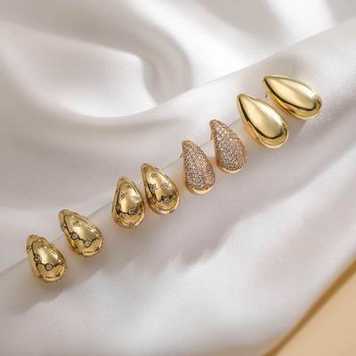 HECHENG, Kadınlar için Lüks CZ Zirkon Damla Su Küpeleri Moda Altın Renkli Küpeler Vintage Takı Hediyeleri