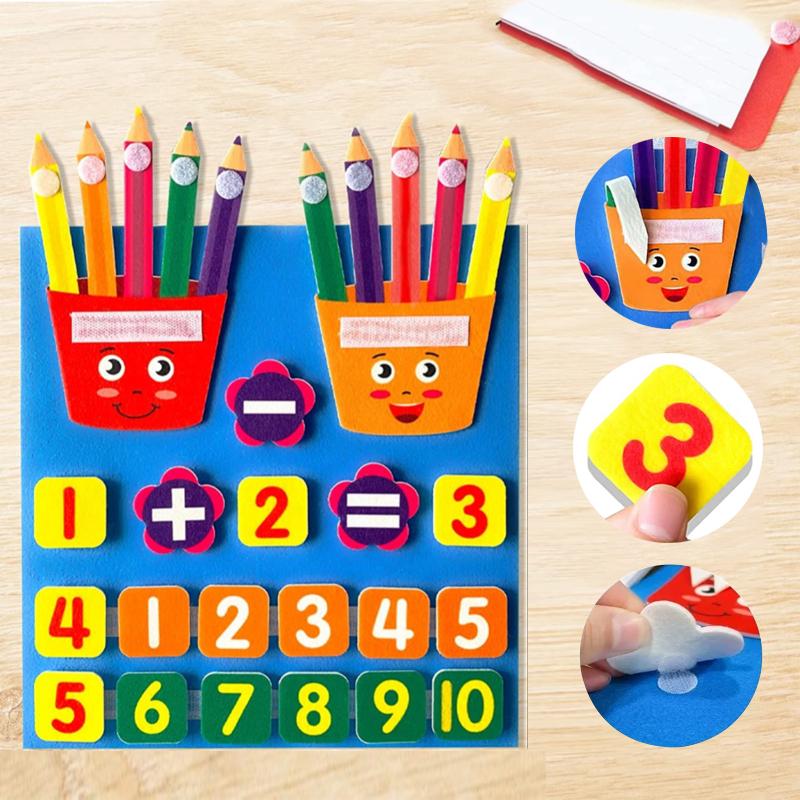 Felt Learning Board Children Toys Educational DIY Toy Addition Subtraction Finger Arithmetic Teaching Enlightenment Board