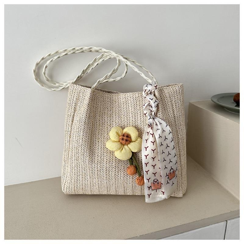 Mori straw woven bag simple large-capacity bag women s seaside leisure vacation tote bag woven women s bag Banpo women s bag белый