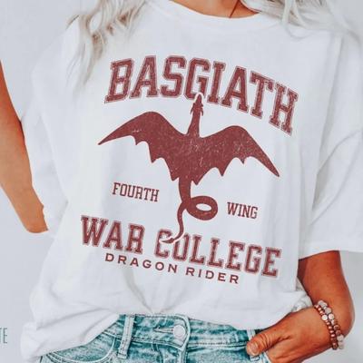 Fourth Wing Shirt Basgiath War College Baumwollshirt Iron Flame Fantasy Leser Buch-Merchandise Rebecca Ästhetik Kleidung Damen T-Shirt
