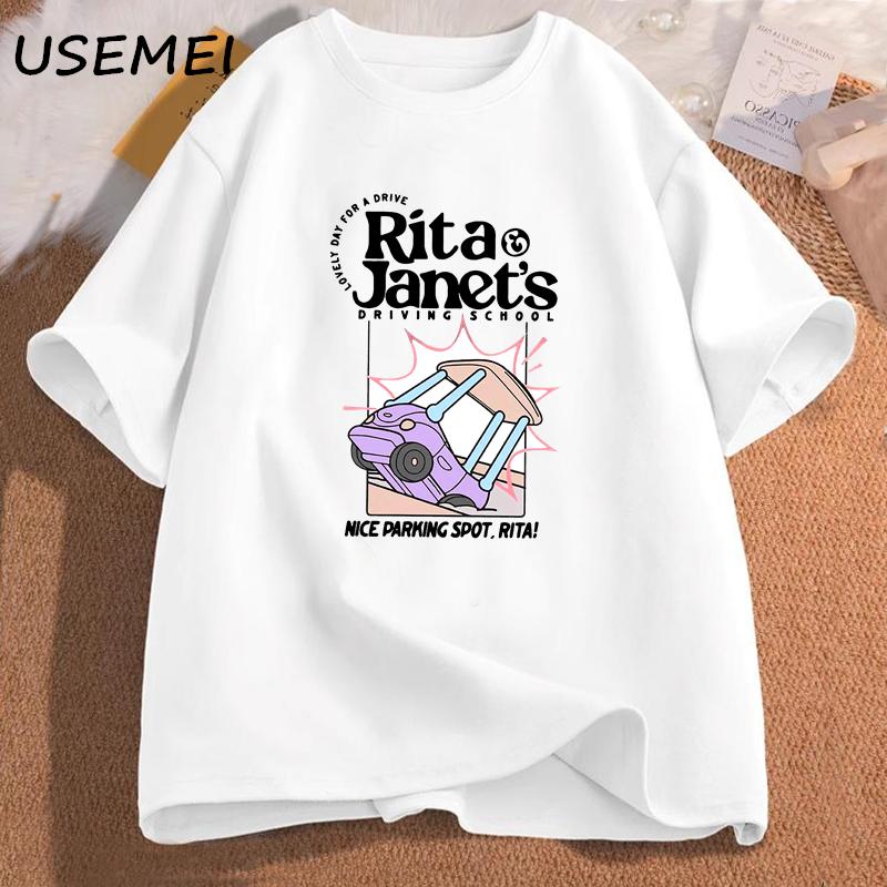 Rita and Janet s Driving School T Shirt Men Funny Grpahic T Shirts Back To School Tee Shirt Clothing Streetwear XL белый