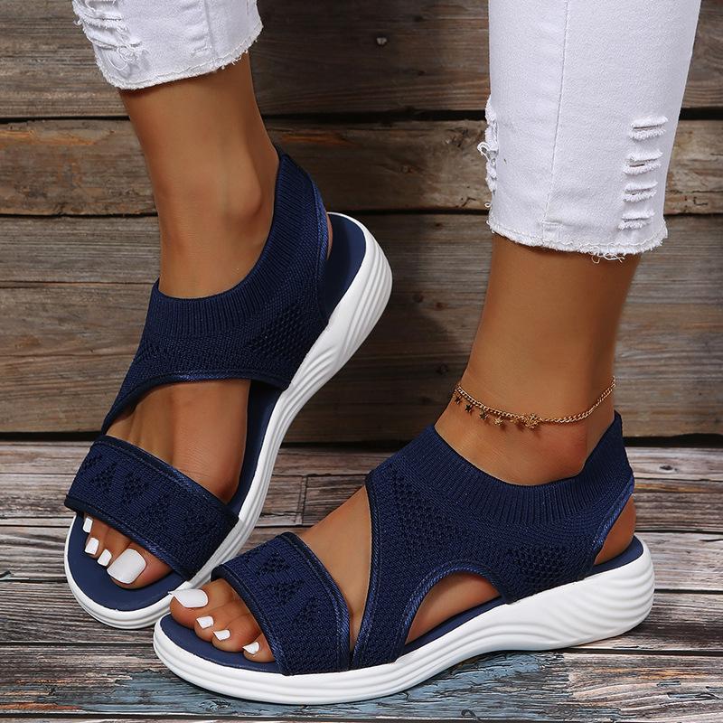 2022 Summer Women's Plus Size Wedge Heel Open Toe Mesh Breathable Outdoor Slippers