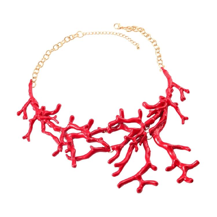 Bohemian Style Red Coral Necklace Female Temperament Niche Collarbone Chain