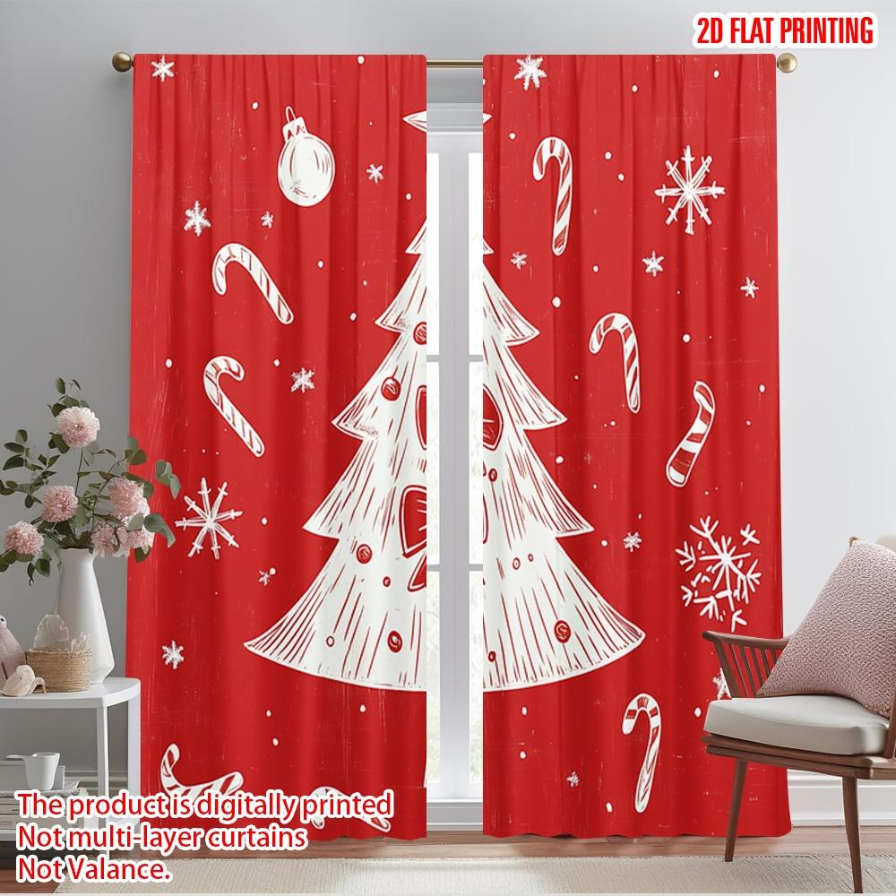 

2pcs,2D plane printing Light Filtering Curtains Christmas Tree Ornaments Snowflakes_a (2) Polyester Fabric (without rod) All 52.50×116.00 CM 2pcs