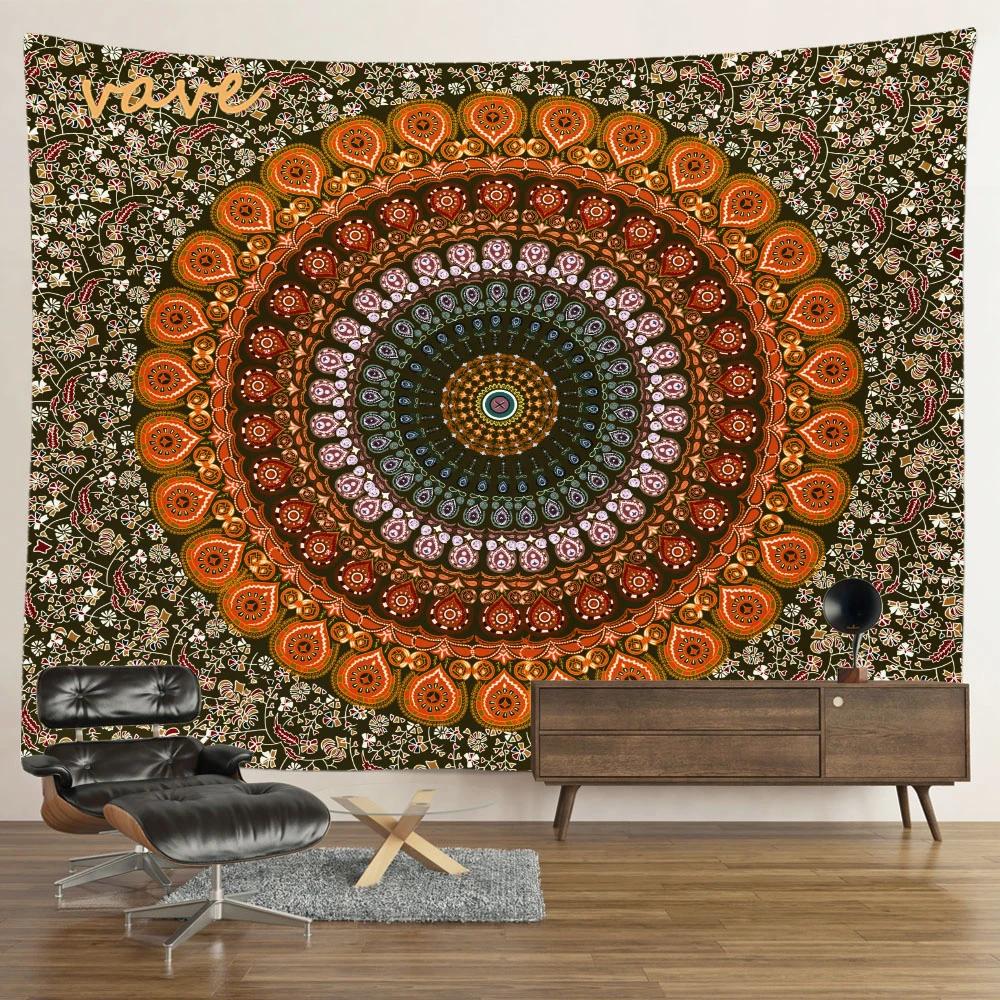 Indian Mandala Tapestry Flower Wall Hanging Bohemian Hippie Cloth Fabric Large Tapestry Blanket Home Dorm Aesthetic Room Decor