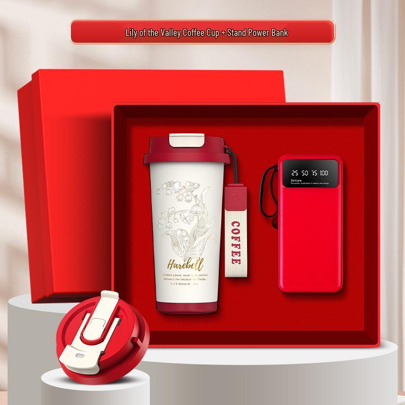 High-End Souvenir Gift Set: Custom Logo Coffee Mug & Power Bank