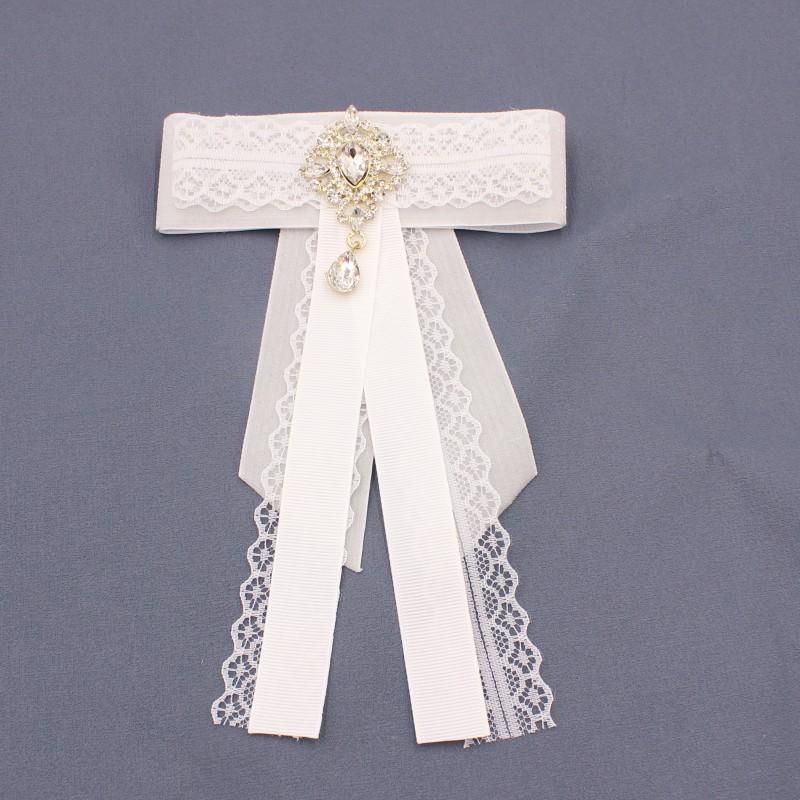 Starry Cat Japanese Style Brooch Bow Tie Collar with White Lace Flower Trim for Women TS274 белый