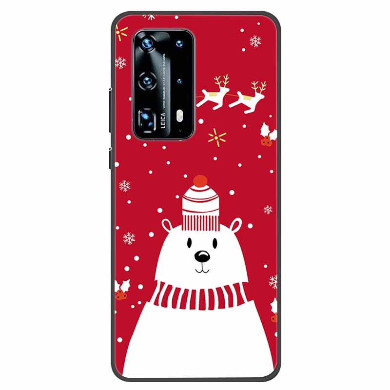 Christmas Phone Cases For Huawei P40 P20 Pro P40 P20 Lite P40 P20Case Black Silicone TPU Soft Cover Santa Claus TPU Bumper Funda