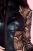 Black Lace Bodysuit Long Sleeves Front Back Wetlook Inserts Ml80037 Blk