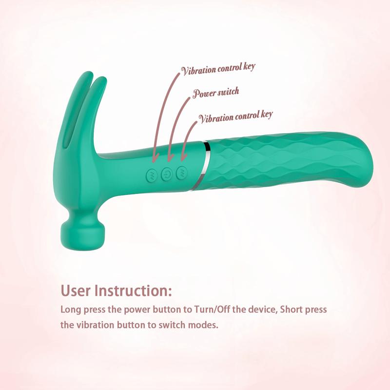 Novelty Double Ended Hammer Rechargeable Triple  Female Sex Toy G Spot S