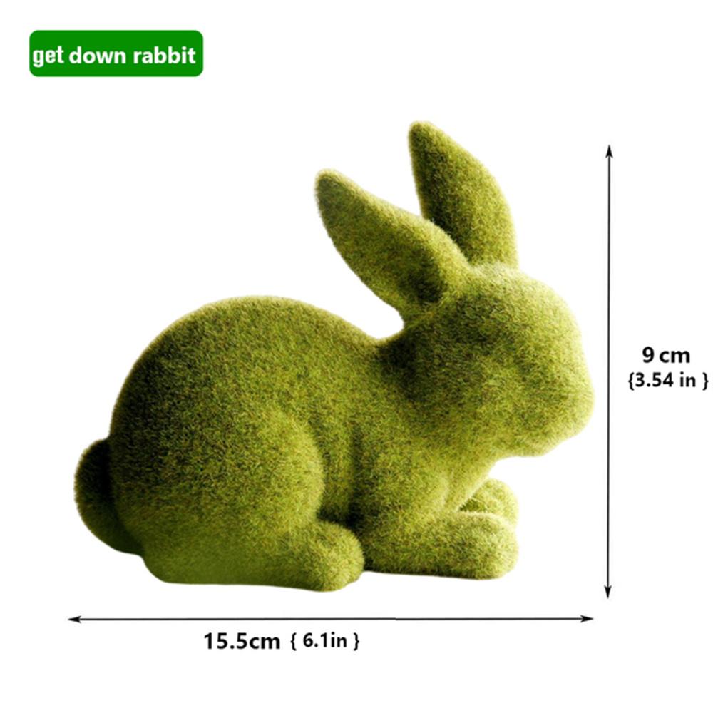 Easter Bunny Outdoor Decoration Artificial Plant Green Flocking Bunny Toys Handmade Grass Turf Home Office Garden Ornament 2025