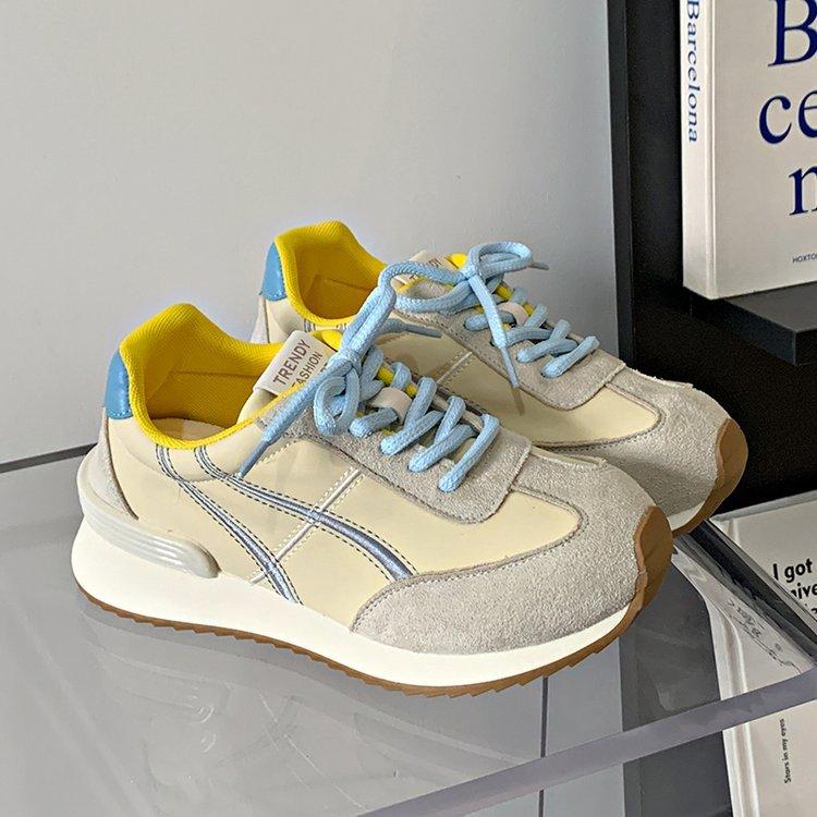 Niche German Training Shoes Women's 2025 Early Spring New Color Matching Fashion Sports Shoes Running Flat Casual Board Shoes Forrest Gump Shoes