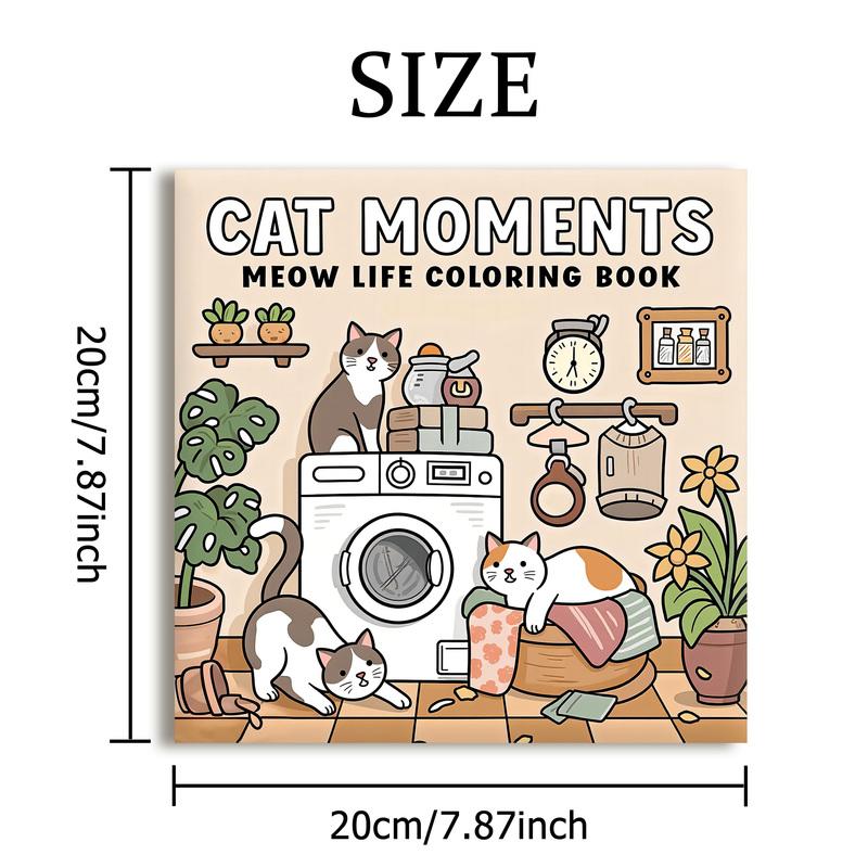 CAT MOMENTS Bold-easy Patterns Coloring Book for Adults Cute Drawing Book Perfect Gift for Party and Birthday