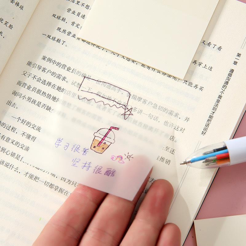 Kawai StationeryTransparent Sticky Note Can Be Peeled Off N Times Simple Paper Ins Student Sticker Strip Office School Supplies