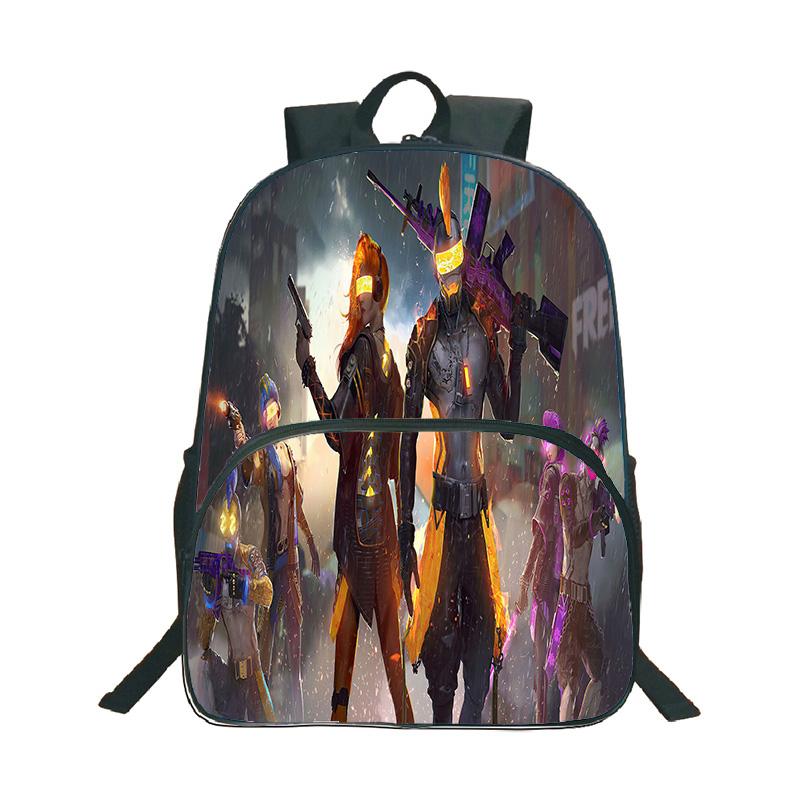 Shooter-Spiel Free Fire 3D-Druck Rucksack Junge Mädchen Lässige Schultasche Schüler Wasserdichter Rucksack Cartoon-Muster Rucksäcke