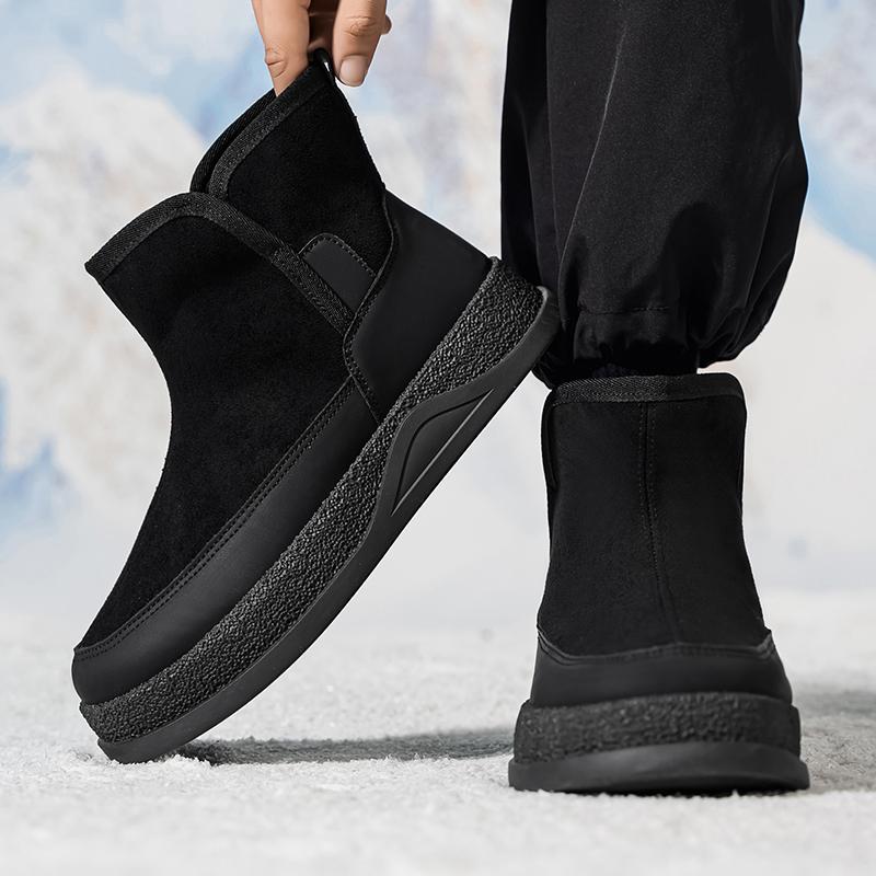 Winter Suede Casual Shoes Men Snow Fashion Ankle Boots Comfortable Fur Platform Cotton Shoes Man High-top Designer Short Boot