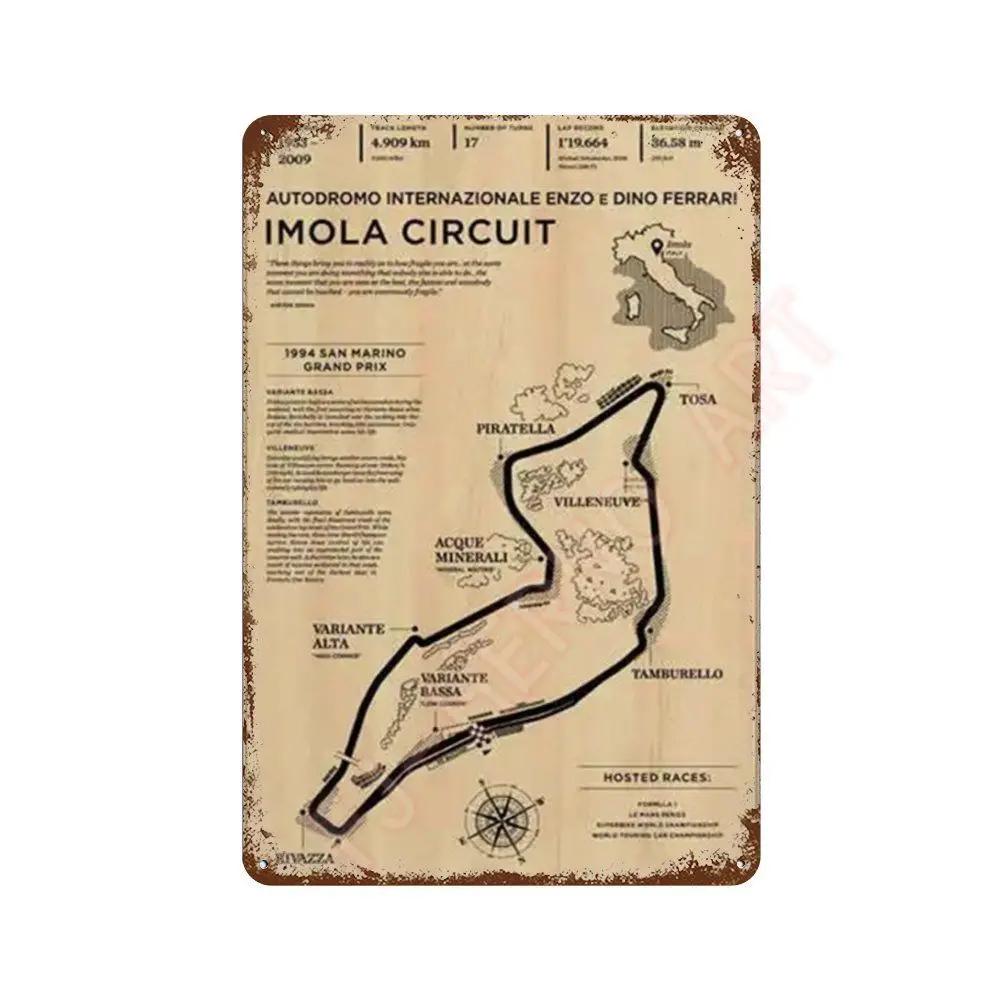 Vintage F1 Formula Racer Poster Metal Tin Sign Plaque Aesthetics Racing Monaco Grand Prix Circuit Track Wall Art Home Room Decor
