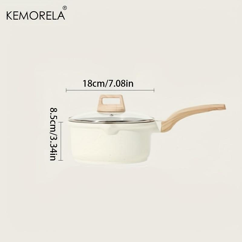 1 stk Non-stick grytesett med lokk - Induksjonskompatibel helletut Lys beige med trehåndtak Ideelt for matlaging på kjøkkenet
