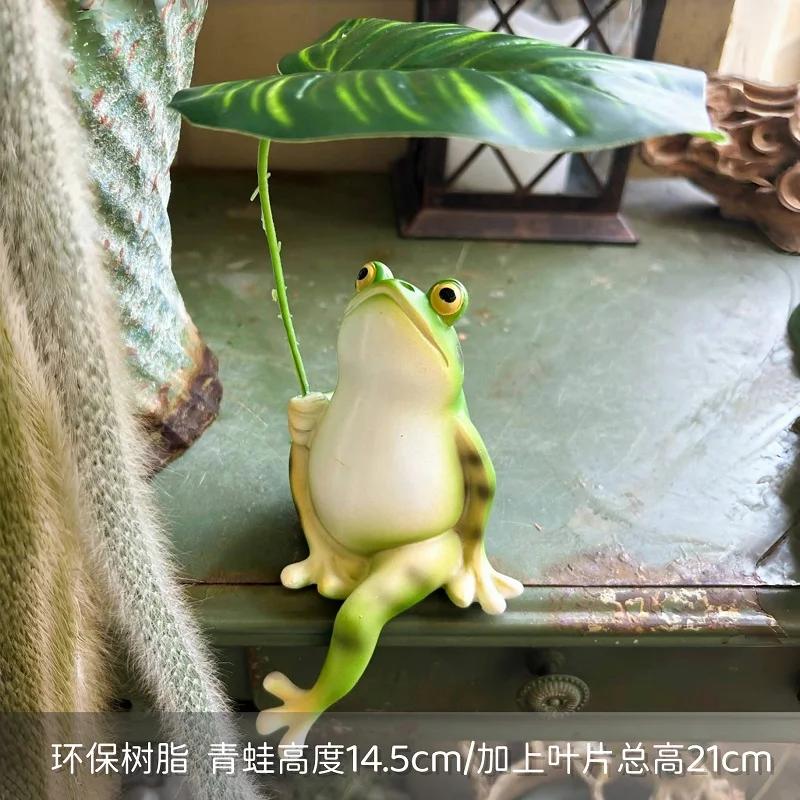 Frosch Regenschirm Schmuckstück Außenbereich Garten Hof Fischbecken Dekoration Balkon Eingang Handwerk Desktop Miniatur