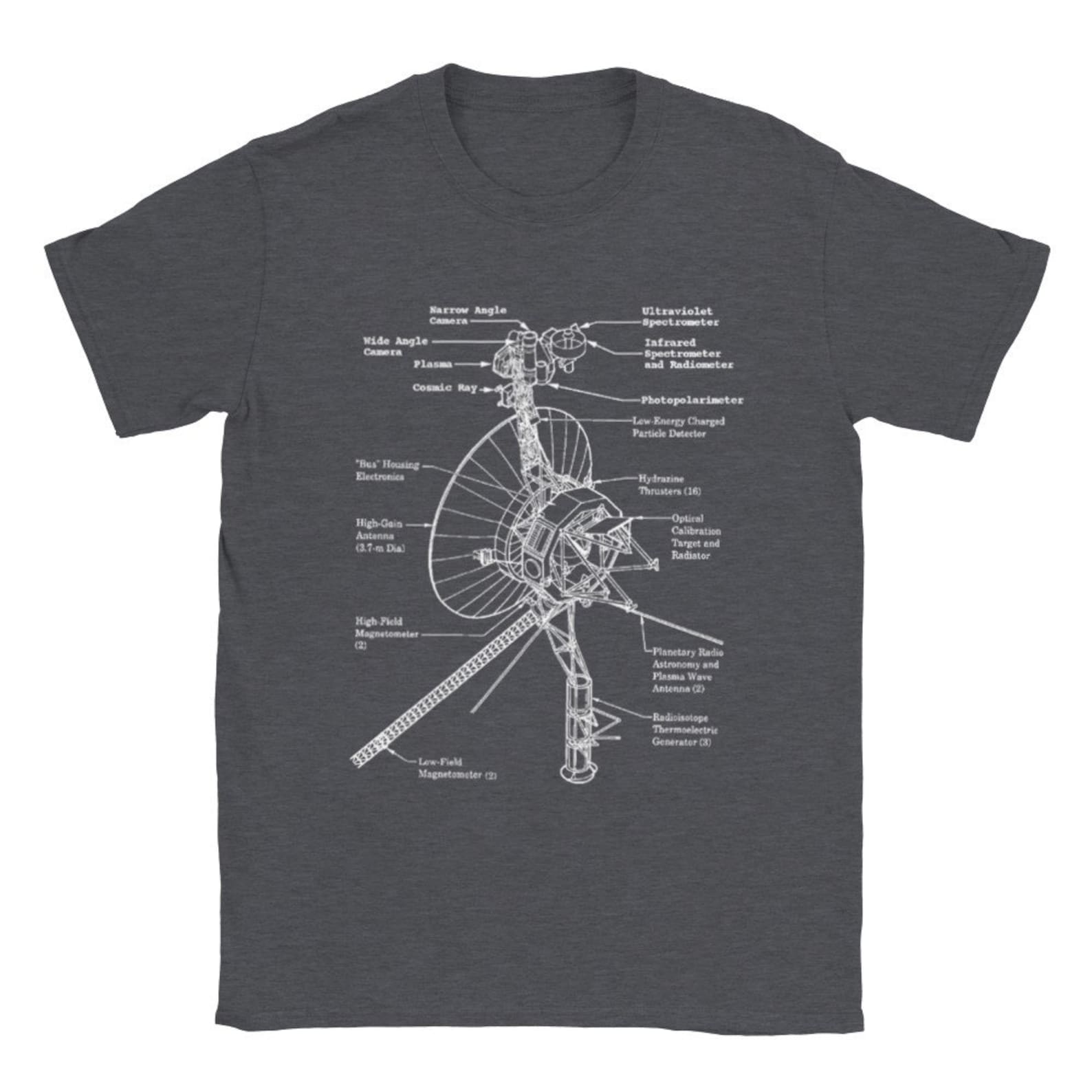 Voyager Probe Schematic T-Shirt – Space Nerd NASA Tee 2XL
