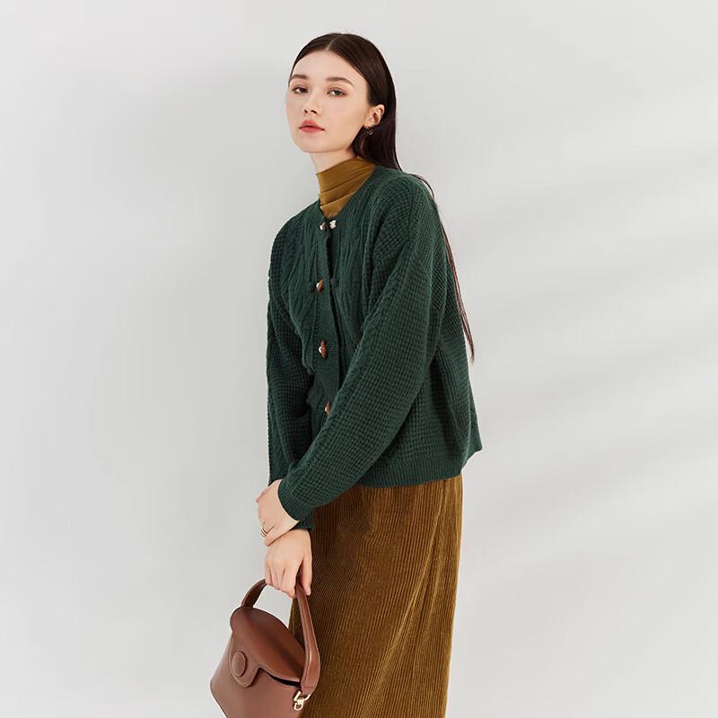 Elva's Island Damen Unifarbenes Cropped Strick-Cardigan mit Knebelknöpfen aus Holz