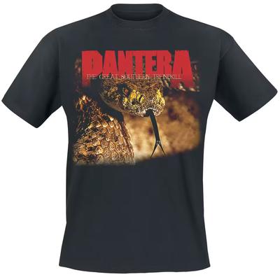 T-shirt Pantera The Great Southern Trendkill, T-shirt Thrash Metal avec Photo de Serpent Réaliste et Impression Logo Rouge, Merchandising pour Fan de Metal