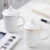 Shangheng Gold-Rimmed White Ceramic Business Tea Cup