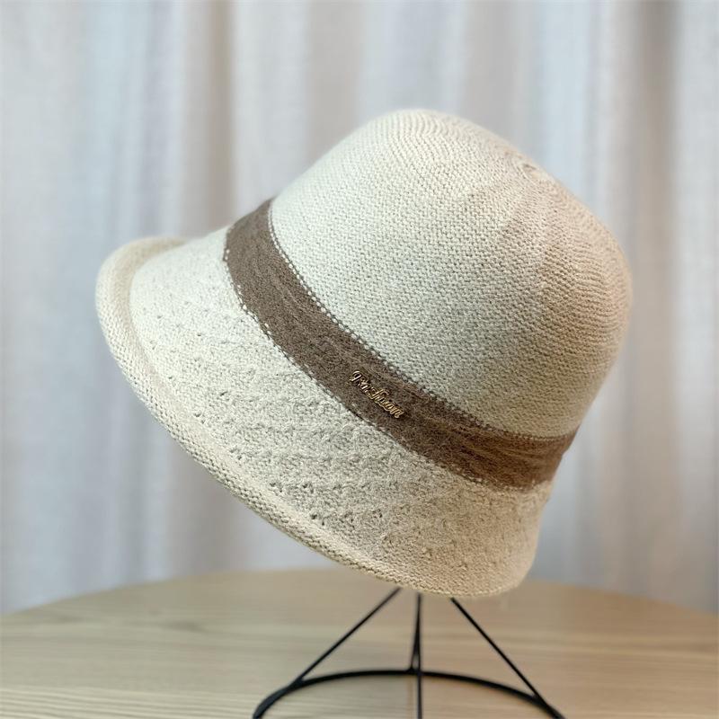 Fashionable Basin Hat Korean Style Wool Fisherman Hat for Women Japanese Style Literary Knitted Bucket Hat Autumn and Winter Versatile Hat Large Brim