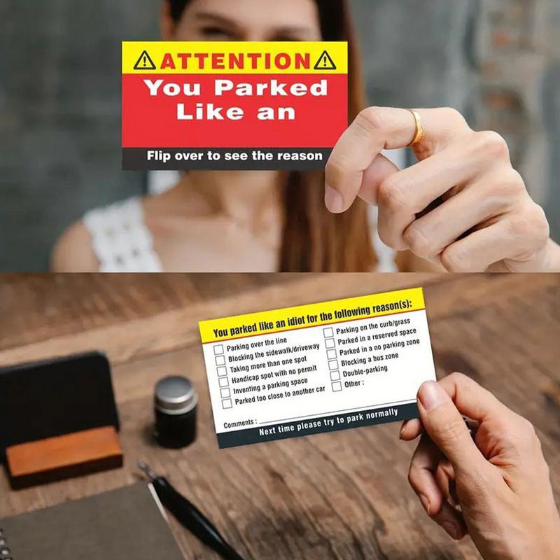 100pcs Bad Parking Cards You Parked Like An Idiot Funny Cardboard Parking Violation Card With Multi Violation Reasons Funny Gift