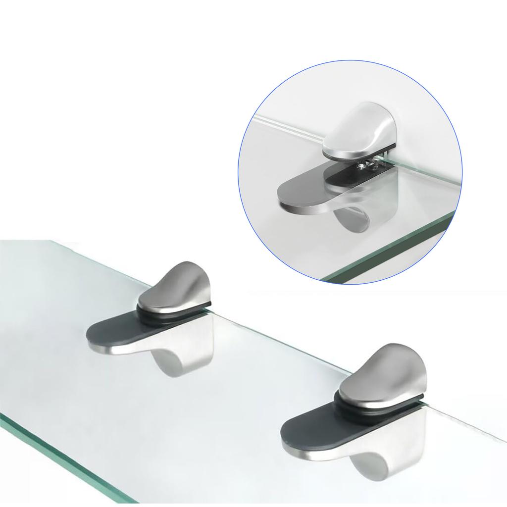 4Pcs Adjustable Wood/Glass Shelf Bracket Wall Mount Zinc Alloy Shelf Holder Support Glass Layer Clamp Anti-Slip Partition Clamps