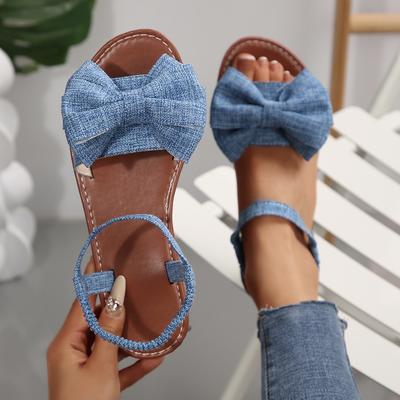 Mode Damen Sandalen Niedliche Schleife Designer Flache Sandalen Lässige Vielseitige Flache Römische Sandalen Sommer Strandurlaub Modische Schuhe Damen