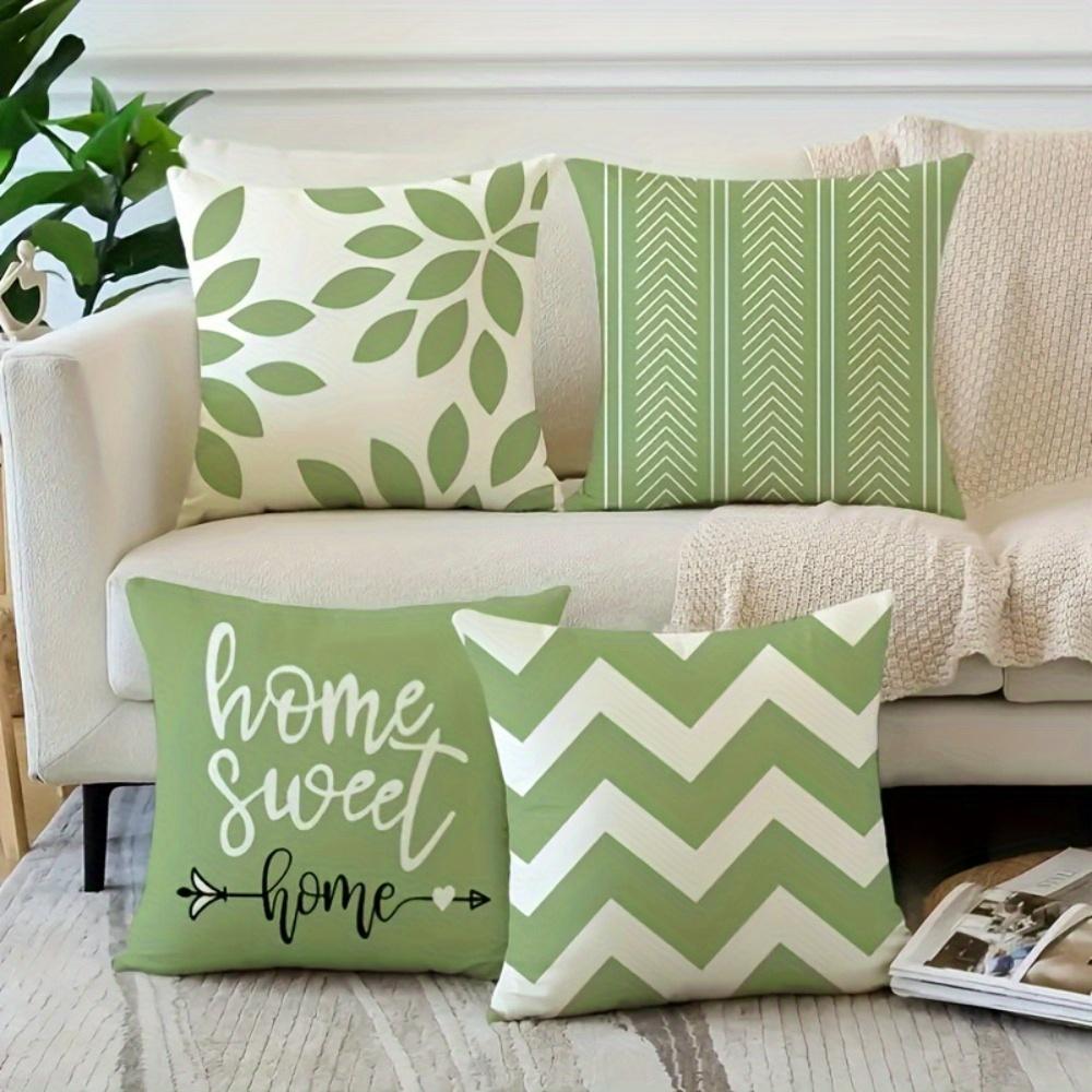 Modern Pillow Covers Zippered Cushion Cases Double-Sided Printed Green Accents For Living Room Bedroom Sofa Home Decor