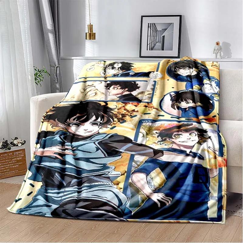 Japanese Cartoon Anime Blue Lock Flannel Throw Blanket Adult Kid Winter Warm Blanket for Bedroom Living Room Sofa Travel Picnic