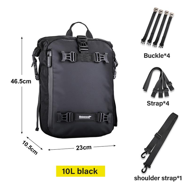 10L/20L/30L Motorcycle Rear Seat Bag Waterproof Saddle Pannier Side Bag Motocross Riding Travel Luggage Backpack Black