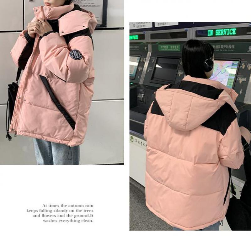 Winter Mode Lose Frauen Brot Daunenjacke Paar Liebhaber Parka mit Kapuze Kleidung Rosa