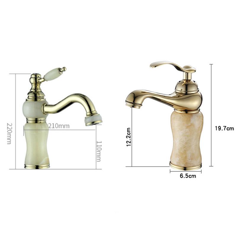 European Style Bathroom Antique Wash Basin Faucet Copper Hot and Cold Topaz Gold Magic Lamp Above Counter Basin
