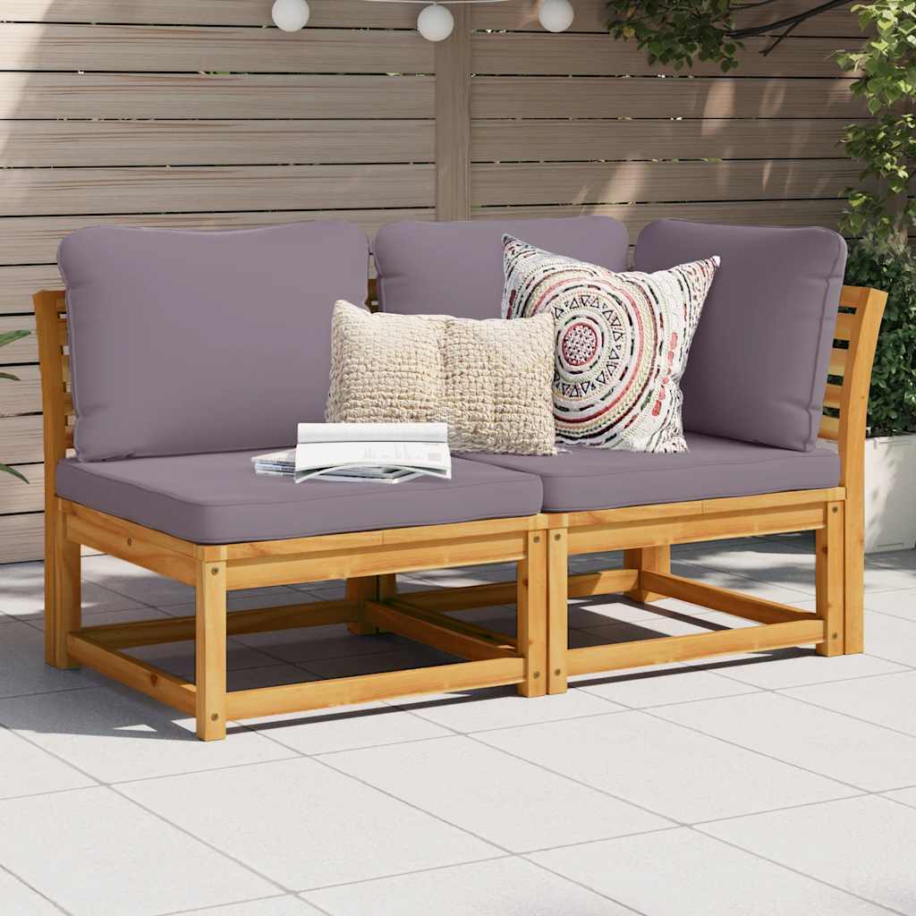 2 Piece Garden Lounge Set with Cushions Solid Acacia Wood