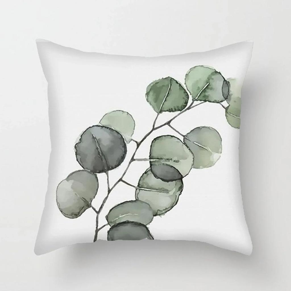 Simple Fresh Leaf Pattern Print Cover Car Sofa Cushion Cover Luxury Home Decoration Cushion Cover