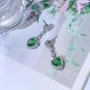 Exquisite Earrings for Women's Silver Earrings Inlaid Green Love Zircon Earrings Long Tassel Jewelry Earrings Korean Earrings