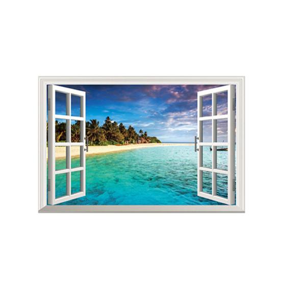 

Окно Экзотический Пляжный Вид Узор Наклейка на Стену Домашний Декор Искусство Обои Фреска