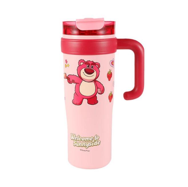 Strawberry Bear Large Capacity Thermos Cup With Straw For Office And Travel