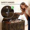 100L Home Storage Box, with Safety Hinge - Rustic Brown Wood-Effect
