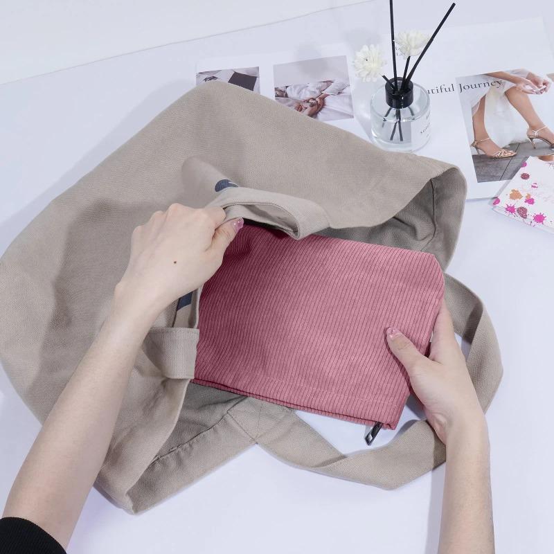 Women Large Capacity Zipper Make Up Organizer Storage Clutch Corduroy Travel Cosmetic Bag Portable Makeup Storage Bag Purses