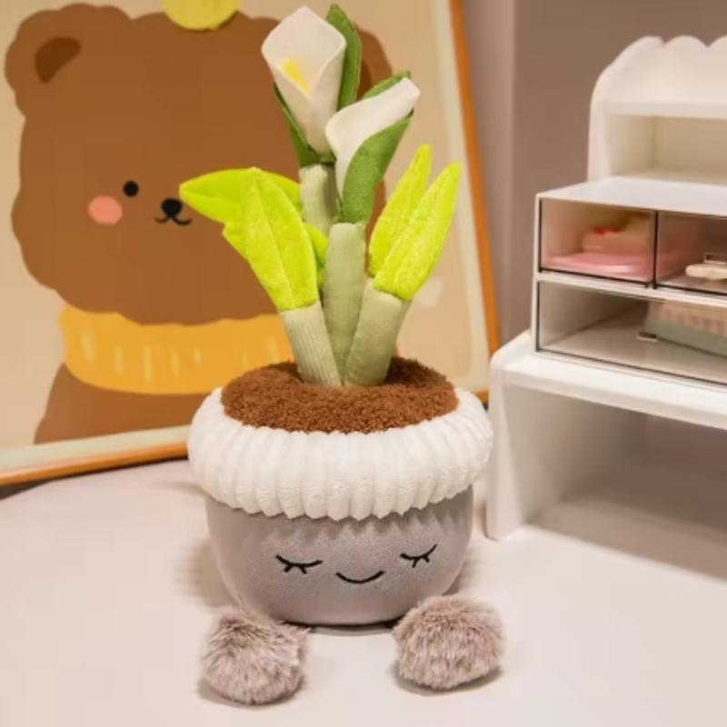 Cute And Charming Cartoon Sunflower Plush Doll Potted Plant Tulip Succulent Hyacinth Cactus Plush Toy Home Decor Present Designed For Boys Plus Girls